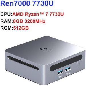 New Mini PC Ren7000 7730U Suporte CPU AMD Ryzen7 7730U Windows 10/11 DDR4 3200MHz AMD WiFi6 NUC Max 64GB RAM 8GB / 512GB SSD