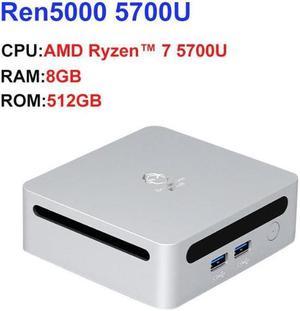 New Mini PC Ren5000 5700U AMD Ryzen7 5700U CPU Support Windows 10/11 DDR4 3200MHz AMD WiFi6 NUC Max 64GB RAM 8GB / 512GB SSD