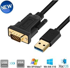 USB to VGA Adapter Cable 5FT/1.5M Compatible with Mac OS Windows XP/Vista/10/8/7, USB 3.0 to VGA Male 1080P Monitor Display Video Adapter/Converter Cord (5Feet/1.5M)