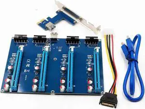 PCI-Express PCIe 1 to 4 PCI express 16X slots Riser Card PCI-E 1X to External 4 slot Adapter PCIe Port Multiplier for Mining
