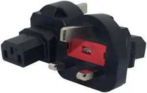Power Adapter UK to C13 ,Toptekits UK BS1363 3-PIN Male to C13 Female Convertor w/ 13A fuse,Industrial Connector PDU high Power Converter Plug,10A 250V (UK to C13)