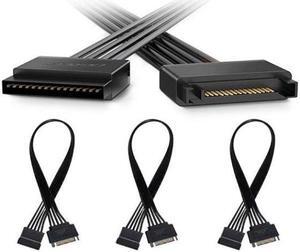 15 Pin SATA Power Extension Cable, 3pcs 50cm (19.7") Male to Female Extender Cable Cord Adapter for HDD, SSD, Optical Drives, DVD Burners, PCI Cards and Hard Drive Disk