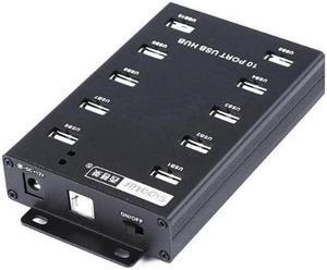 Sipolar A-300 metal 10 Ports USB 2.0 Powered Hub -USB Extension Splitter for Bitcoin Minings with 12V 5A 60W Power Adapter On/Off Switch Din-Rail