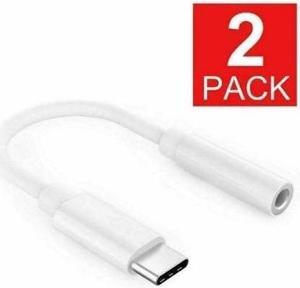 2x USB-C C-type adapter port to 3.5MM audio adapter, telephone line control, telephone monitoring, recording, headphone converter White