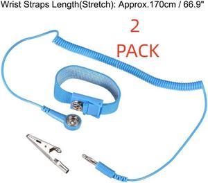2 PACK  Anti Static Wrist Straps, ESD Components, Stainless Steel Magnetic Tray Grounding Wire Alligator Clip