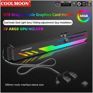 COOLMOON GT8 Graphics Card Bracket 5V ARGB Synchronous Horizontal Chassis Decoration GPU Support VGA Holder Video Card Stand(Black)