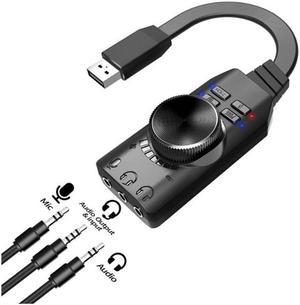 USB Sound Card Adapter 7.1 Channel External Audio Adapter Stereo Sound Card Converter 3.5mm AUX Microphone Jack for Gaming Headset Earphone PS4 Laptop Desktop Windows Mac OS Linux, Plug Play