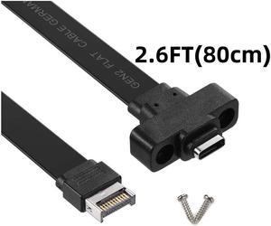USB 3.1 Type C Front Panel Header Extension Cable 57 cm, USB 3.1 Type E to USB 3.1 Type C Cable,Gen 2 10 Gbps Internal Adapter Cable,with Mount Screw.80 cm (80 cm) 2.6 ft.