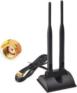 Dual WiFi Antenna with RP-SMA Male Connector, 2.4GHz 5GHz Dual Band Antenna Magnetic Base for PCI-E WiFi Network Card USB WiFi Adapter Wireless Router Mobile Hotspot(200cm/6.66ft )