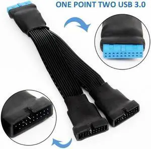 15cm (5.9 inch)19-pin to USB 3.0 20-pin 1 to 2 Power Splitter Cable 18AWG for Motherboard