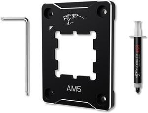 CPU Contact Frame Anti-Bending Buckle for AMD AM5 Aluminum Corrector Bracket Holder,AM5 Full-fit Fixed Non-Marking Mounter Fixing Frame, CPU Cooler Standard for X670 B650,Black