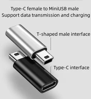 2-Pack Type-C female to miniUSB male adapter adapterSupport data transmission and charging