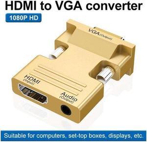 Hot Low Power Portable Digital-to-analog Converter Box Adapter HDM/Mini HDMI/Micro HDMI to VGA Audio Video For DVD PC Laptop Gold