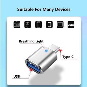 2-pack Type-C to USB 3.0 adapter for high-speed data transfer, with indicator lights, mobile phone, mouse, keyboard, sound card, car charging, OTG adapter
