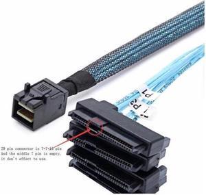 SAS SATA Cables SFF-8643 To 4 SFF-8482 Internal Mini SAS HD to 4 29pin SFF-8482 connector with SAS 15pin Power Port 12GB/S Cable(0.5m)