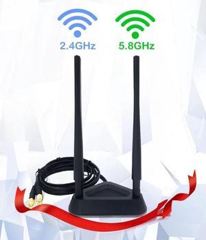 2.4GHz 5GHz Dual Band 8 dBi WiFi Antenna, Omni SMA WiFi Antenna Magnetic Base with 4 ft Extension Cable
