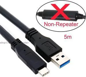 USB 3.1 Type-C computer data cable, mobile phone extension cable, tablet adapter cable, macbook laptop charging cable, USB-C extension of 5m, suitable for Oculus Link(16.4FT)