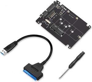 M.2 NGFF or mSATA to USB 3.0 Adapter 2-in-1 NGFF or mSATA Converter Reader Card with SATA Cable Converter as Portable Flash Drive External 2.5 inch Hard Drive,Support SATA NGFF B/B+M Key SSD