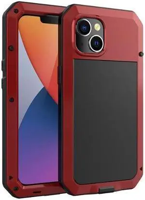 For iPhone 15 Plus Case Luxury Doom Armor Dirt Shock Metal Phone Cases For iPhone15 Plus Case( Red)