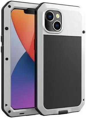 For iPhone 15 Plus Case Luxury Doom Armor Dirt Shock Metal Phone Cases For iPhone15 Plus Case( Silver)