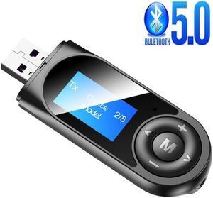 2 in 1 USB Audio Bluetooth 5.0 Adapter Audio Transmitter Receiver Plug and Play LCD Display Portable Visualization AUX Converter For TV PC Car Stereo USB 3.5MM AUX RCA Wireless Adapter