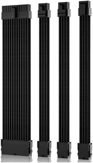 Power Supply Sleeved Cable, Extension PC Kit, 18AWG 24Pin ATX, 8 (4+4) Pin EPS , Dual8 (6+2) Pin PCI-E Power Supply PSU Cable with Combs, 30CM