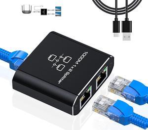 Gigabit Ethernet Splitter 1 to 2 - Network Splitter with USB Power Cable, RJ45 Internet Splitter Adapter 1000Mbps High Speed for Cat 5/5e/6/7/8 Cable [2 Devices Networked Simultaneously]