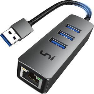 uni USB 3.0 to Ethernet Adapter Gigabit, High-Speed USB Hub with Ethernet, Sturdy Aluminum 4-in-1 USB-A to LAN Network RJ45 Port, Compatible with iMac, PC, Chromebook Laptops, and More