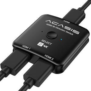 HDMI Switch Splitter 4K@60hz, Bidirectional HDMI 2.0 Switcher 2 in 1 Out, HDMI Splitter 1 in 2 Out, Support 4K 3D HDR for Xbox PS5/4/3 Blu-Ray Player Fire Stick Roku HDTV