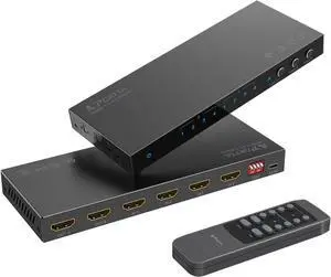 4K 60Hz HDMI Matrix 4x2, PORTTA 4 in 2 Out Switch Splitter with Toslink 3.5mm Audio Extractor, ARC, 16 EDID Modes, 4K Downscale, and IR Remote Support HDMI 2.0b HDCP 2.3/2.2 HDR 3D