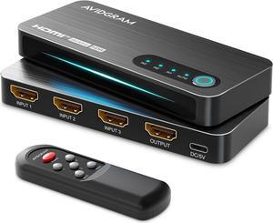 HDMI 2.1 Switch 4K 120Hz, AVIDGRAM HDMI Switcher 3 in 1 Out with IR Remote, 3 Port 8K 60Hz Auto HDMI Selector Slim Hub 48Gbps, Compatible with Xbox Series X, PS4 Pro, PS5, UHD TV, Monitor, Projector