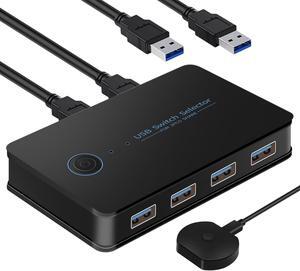 USB Switcher 2 Computers kvm Switch 2 Computers 1 Keyboard and Mouse USB Switch Kvm USB 3.0 Switch Selector 4 Ports Hub Share Devices Printer Scanner with 2 USB Cable and 1 Desktop Controller