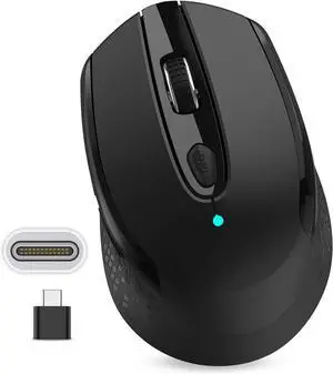 USB C Wireless Mouse Type C Silent Mouse for MacBook Air/Pro 2.4G Cordless Computer Mice with 6 Buttons and 3 Adjustable DPI for Mac Laptop Desktop PC