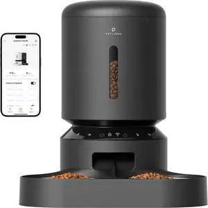 Automatic Cat Feeder, WiFi Connected, Adjustable Meal Splitter, Fresh Food Storage, Multiple Pet Use, Stainless Steel