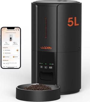 Automatic Cat Feeders,5L WiFi Pet Feeder with APP,Schedule Feeding Pet Dry Food Dispenser for Cats,10s Voice Recording,Up to 10 Meals per Day,Black