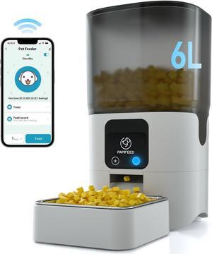 Smart Automatic Cat Feeders: WiFi Pet Feeder with APP Control for Remote Feeding, Detachable for Easy Clean, Automatic Cat Food Dispenser with Alexa,1-30 Meals Per Day for Dog (6L/25Cup)