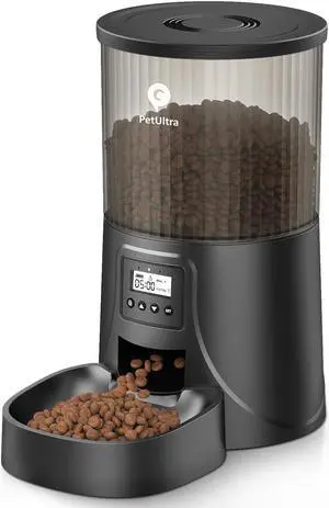 Automatic Cat Feeders, Timed Dog Feeder 4L Programmable Control 1-6 Meals Pet Dry Food Dispenser with Desiccant Bag for Cats and Small Medium Dogs, Dual Power Supply