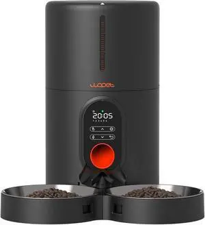 Automatic Cat Feeders 2 Cats-(???? ???????) Timed Cat Feeder with Stainless Steel Bowl, Programmable 1-6 Meals Control, Dual Power Supply Auto Pet Feeder for Cats and Dogs