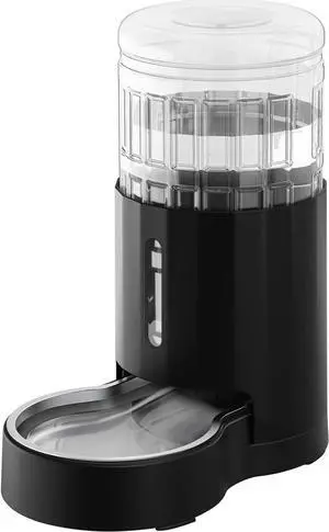 Cat Water Dispenser with Stainless Steel Bowl, Automatic Dog Water Bowl Dispenser Gravity Waterer,Large Capacity and Drinking Area Noise-Free for Pets Black