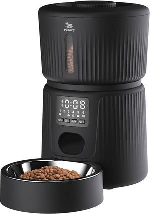 Automatic Cat Feeder - 6 Meals Automatic Cat Food Dispenser with Slow Feeding for Cats and Small Dogs, Dual Power Supply Including Desiccant Bag