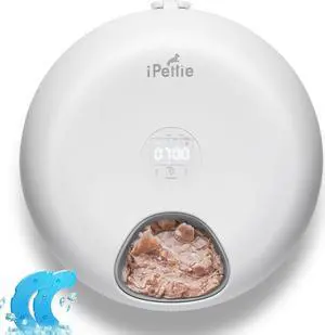 Frost 6 Meal Cordless Automatic Pet Feeder, Dry & Wet Food Automatic Cat Feeder with Two Ice Packs, Rechargeable Massive Battery, Programmable Timer, Holds 6 x ½ lb. of Food