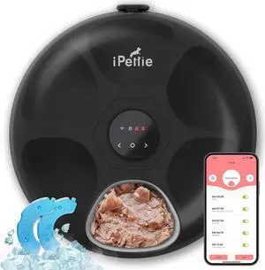 Donut Frost WiFi 6 Meal Automatic Cat Food Dispenser with App Control, Dry & Wet Food Automatic Cat Feeder, Smart Dog Feeder with Two Ice Packs, Programmable Timer, Holds 6 x ½ lb. of Food