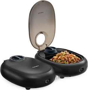 Automatic Cat Feeder,2-Meal Cat Food Bowl with 48-Hour Programmable Timer, Ice Pack, Dry or Semi-Moist Dog Food Dispenser for Puppies and Kittens