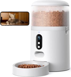 Faroro Automatic Cat Feeder with Camera, 3MP HD Video with Night Vision, 2.4G WiFi Cat Feeder with APP Control, 2-Way Audio, Low Food Sensor, Motion Alerts for Cats and Dogs