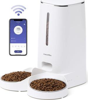 Automatic Cat Feeder, 4L Dog Feeders with Double Bowls, Support DIY Meals and Timed Control WiFi Cat Food Dispenser, Suit for Most Cat and Dog Food
