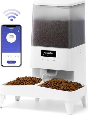 Automatic Cat Feeder, WiFi Automatic Dog Feeder with Freshness Preservation, 5L Timed Cat Food Dispenser with Elevated Bowls, Up to 10 Meals Per Day, Granary Pet Feeder for Cats/Dogs