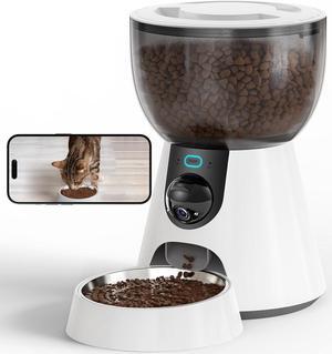 Automatic Cat Feeder with Camera, 1080P HD Video, Night Vision, 5G WiFi, 2-Way Audio, 10s Voice Recorder, Low Food & Blockage Sensor, Motion & Sound Alerts, Smart Cat Food Dispenser, F17C