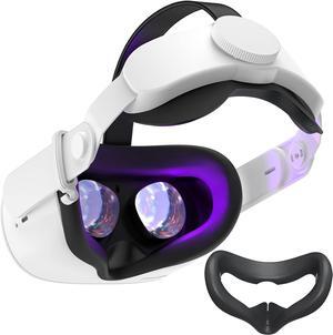 SUPERUS Head Strap & Silicone Face Cover Pad Compatible with Oculus/Meta Quest 2 Accessories, Enhanced Comfort, and Keep Your VR Headset Sweat-Free (Black)