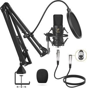 XLR Condenser Microphone,  Professional Cardioid Studio Mic Kit with T20 Boom Arm, Shock Mount, Pop Filter for Recording, Podcasting, Voice Over, Streaming, Home Studio, YouTube (TC20)