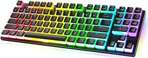 Havit Mechanical Gaming Keyboard with PBT Pudding Keycaps, 89 Keys RGB Backlit Wired USB Computer Keyboards with Blue Switches & Surround Lighting for Desktop PC Gamer